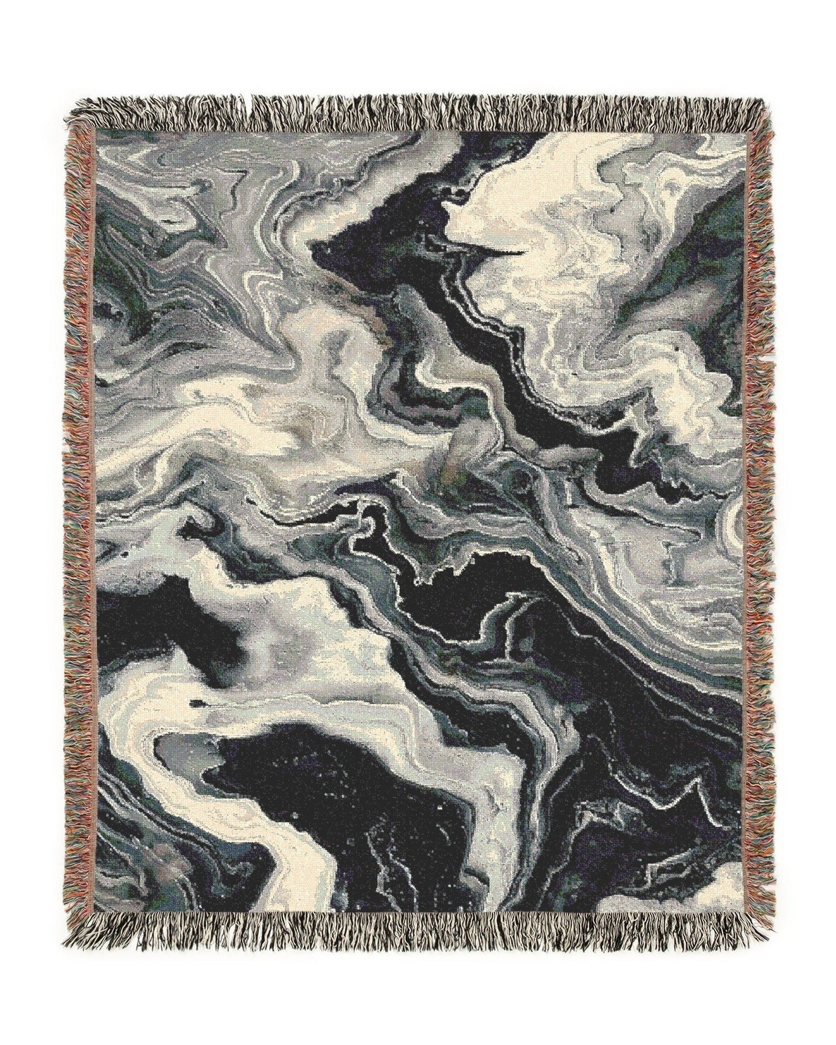 Black Marble Woven Throw Blanket