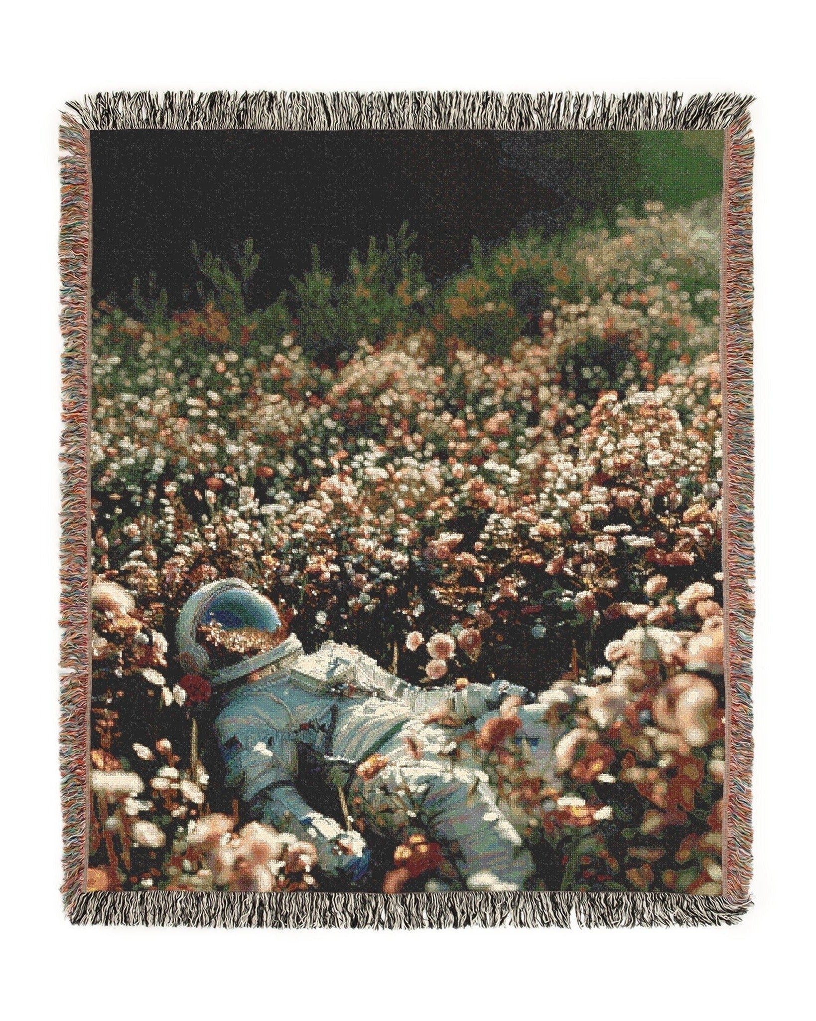 Astronaut Flower Woven Throw Blanket 