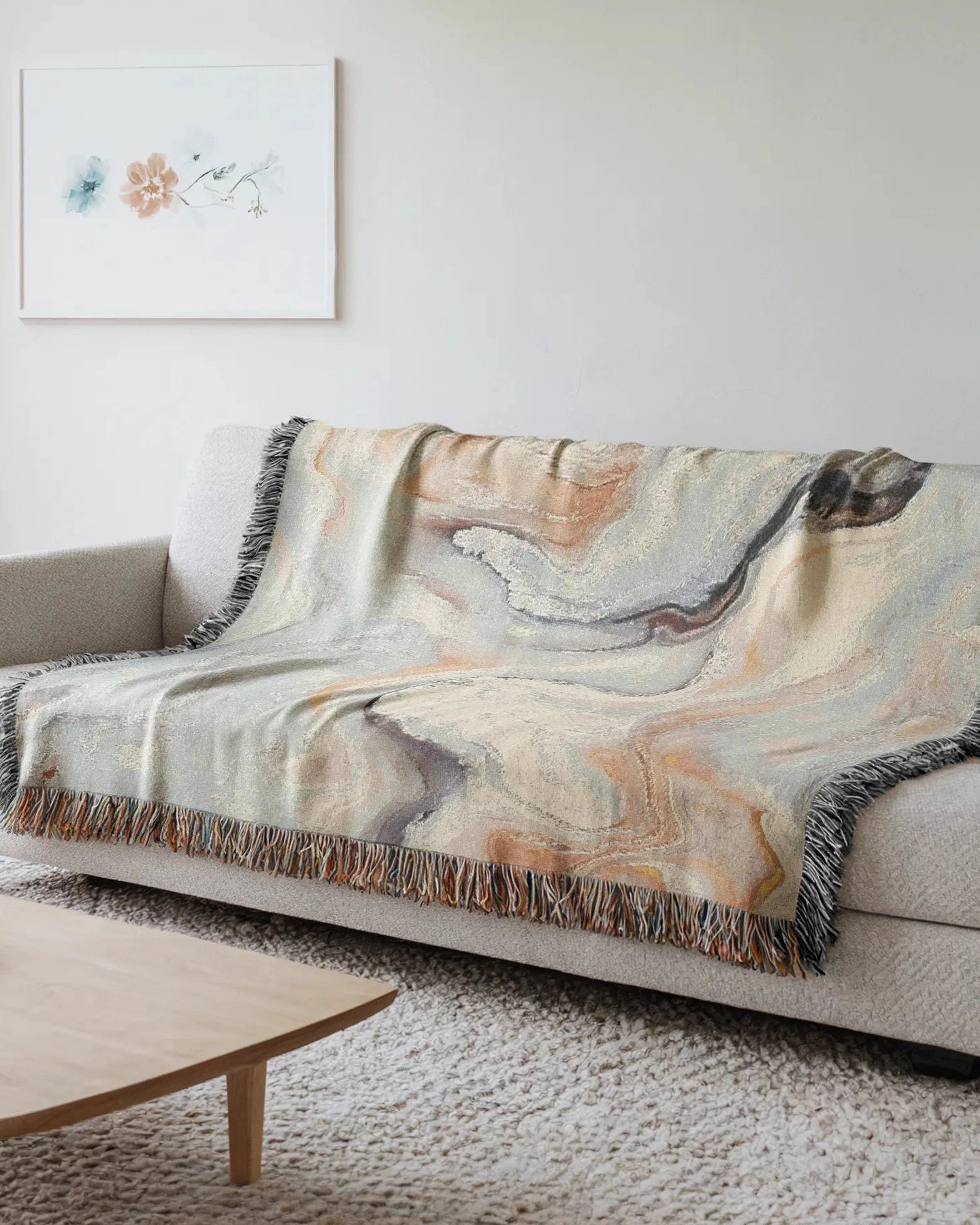 White Marble Woven Throw Blanket