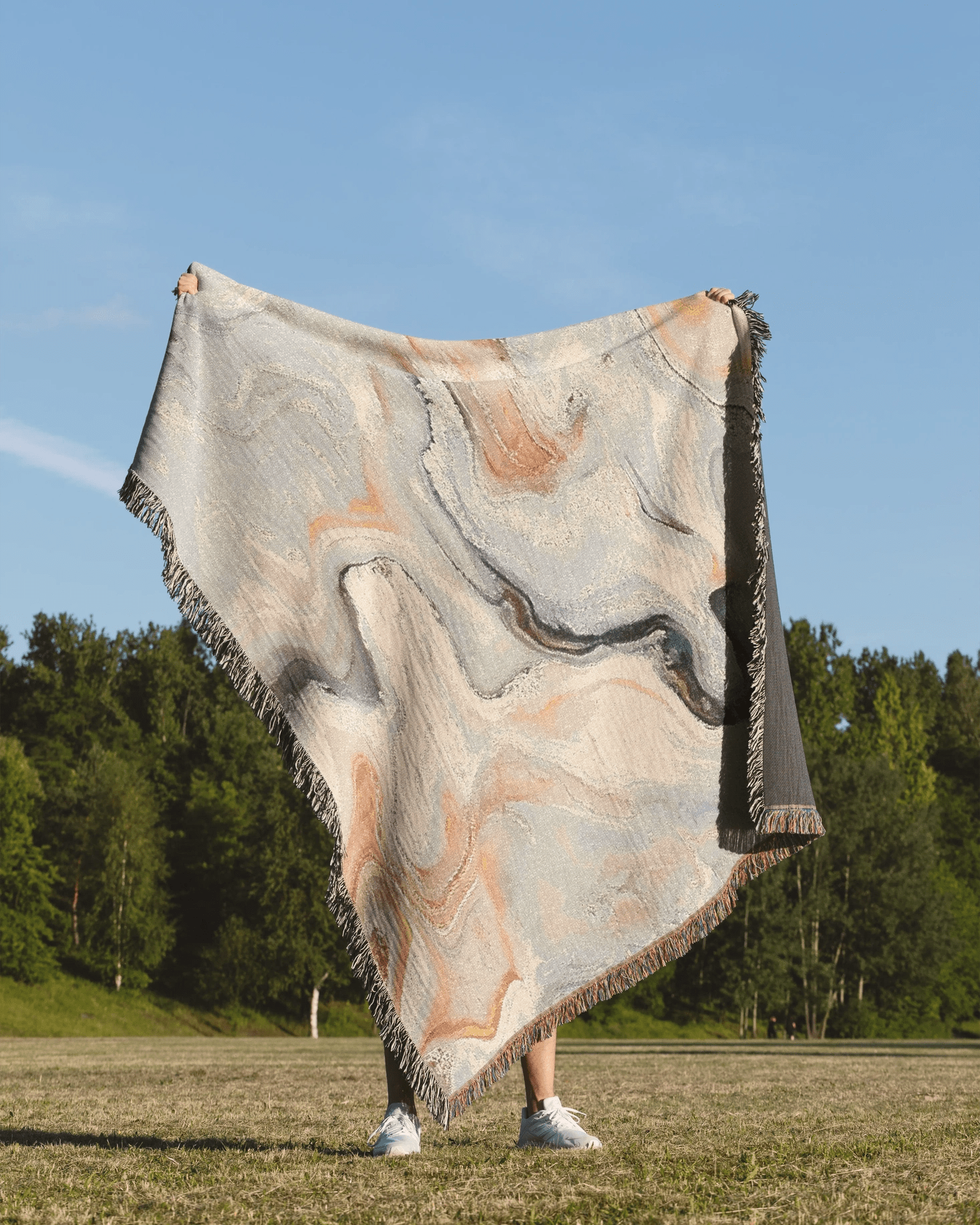 White Marble Woven Throw Blanket