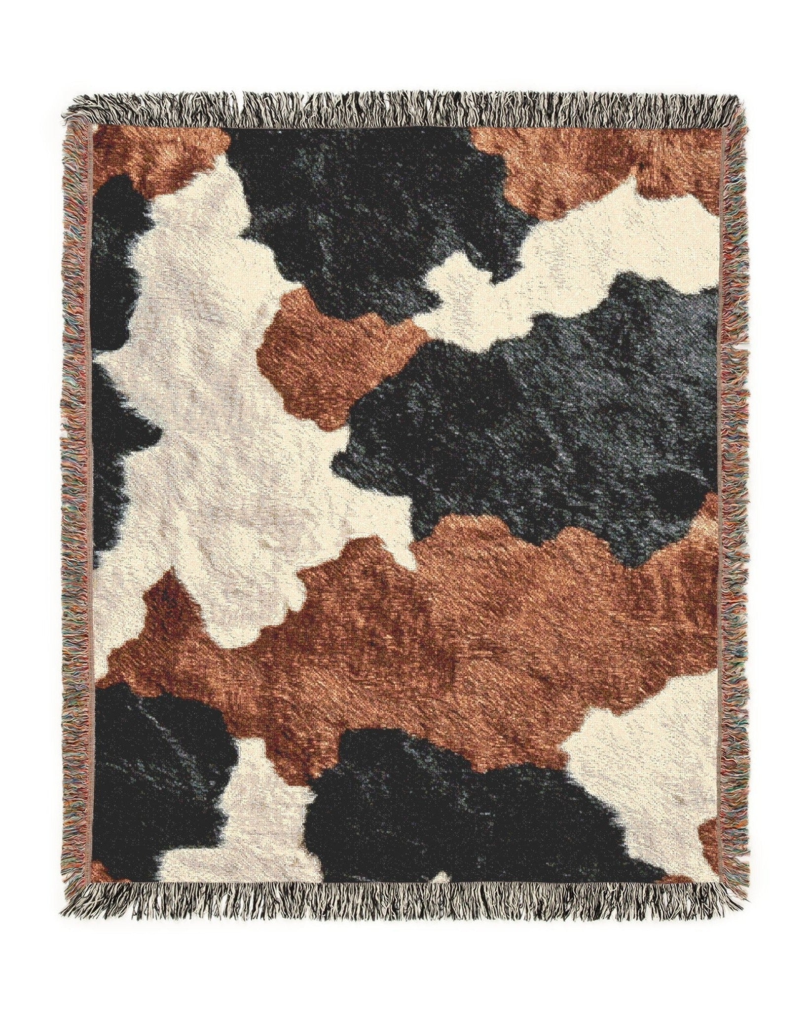 Cow Hide Woven Throw Blanket 