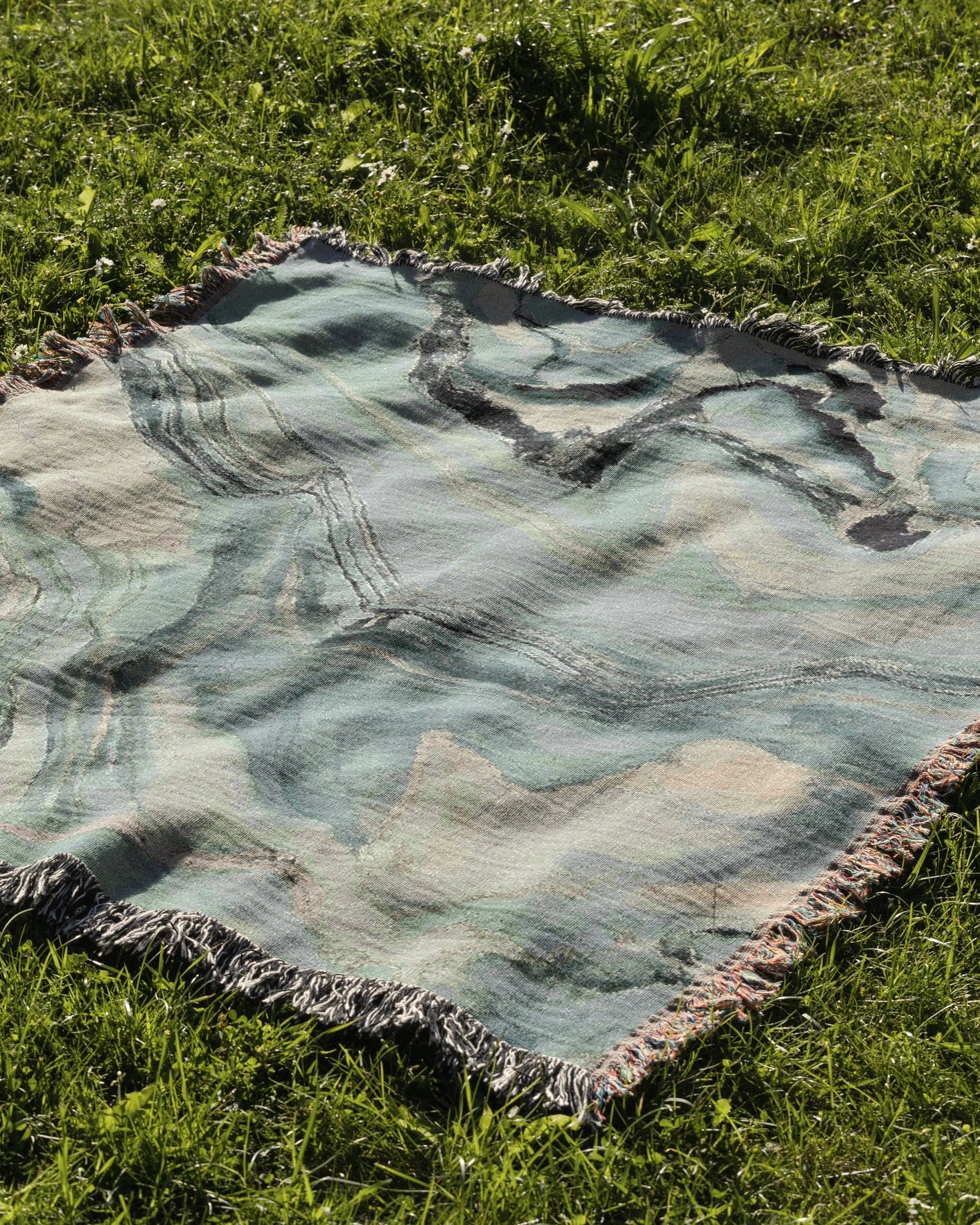 Sky Blue Marble Woven Throw Blanket