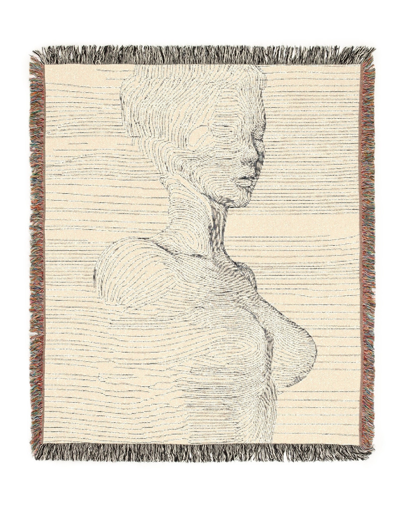 Line Portrait Woven Throw Blanket