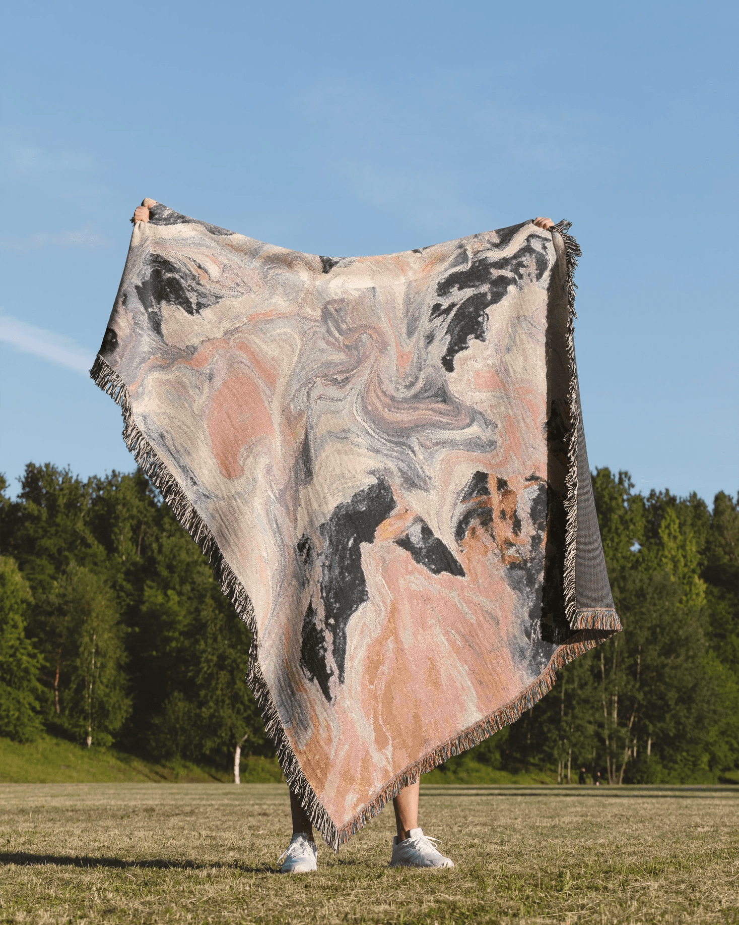 Pink Marble Woven Throw Blanket