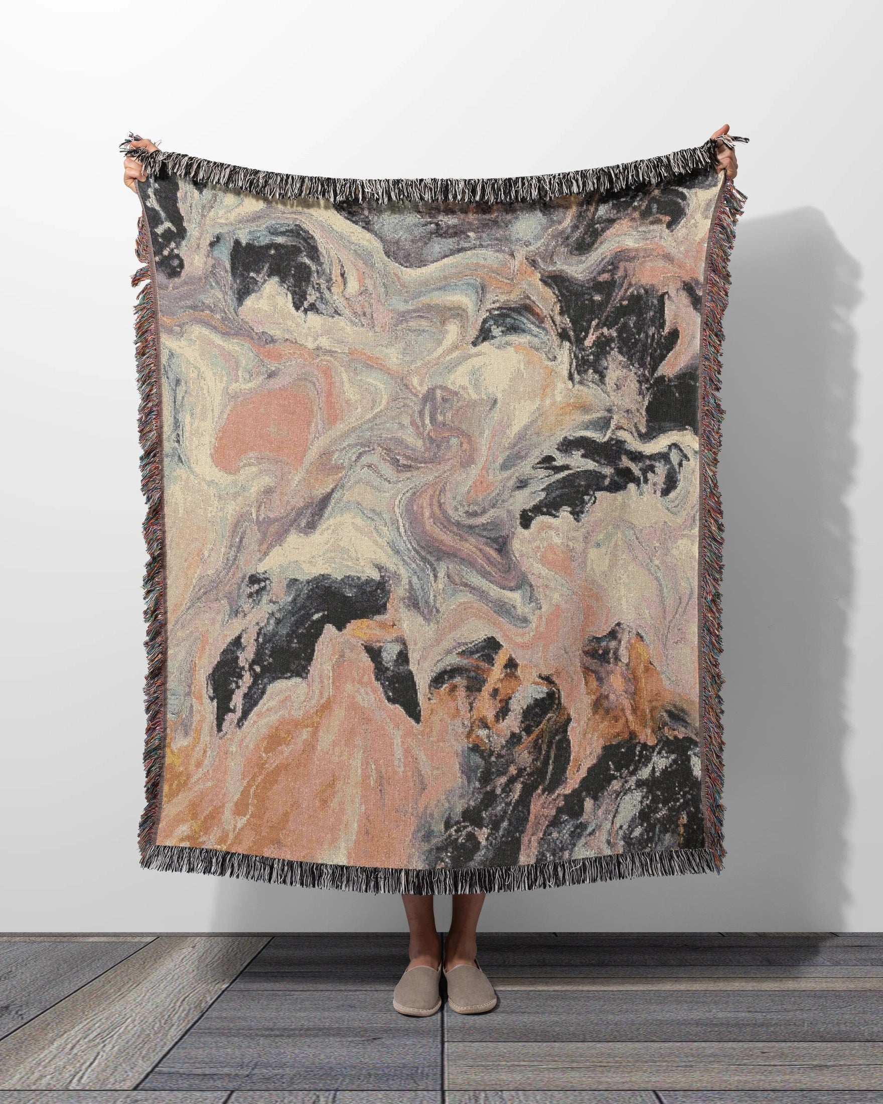 Pink Marble Woven Throw Blanket