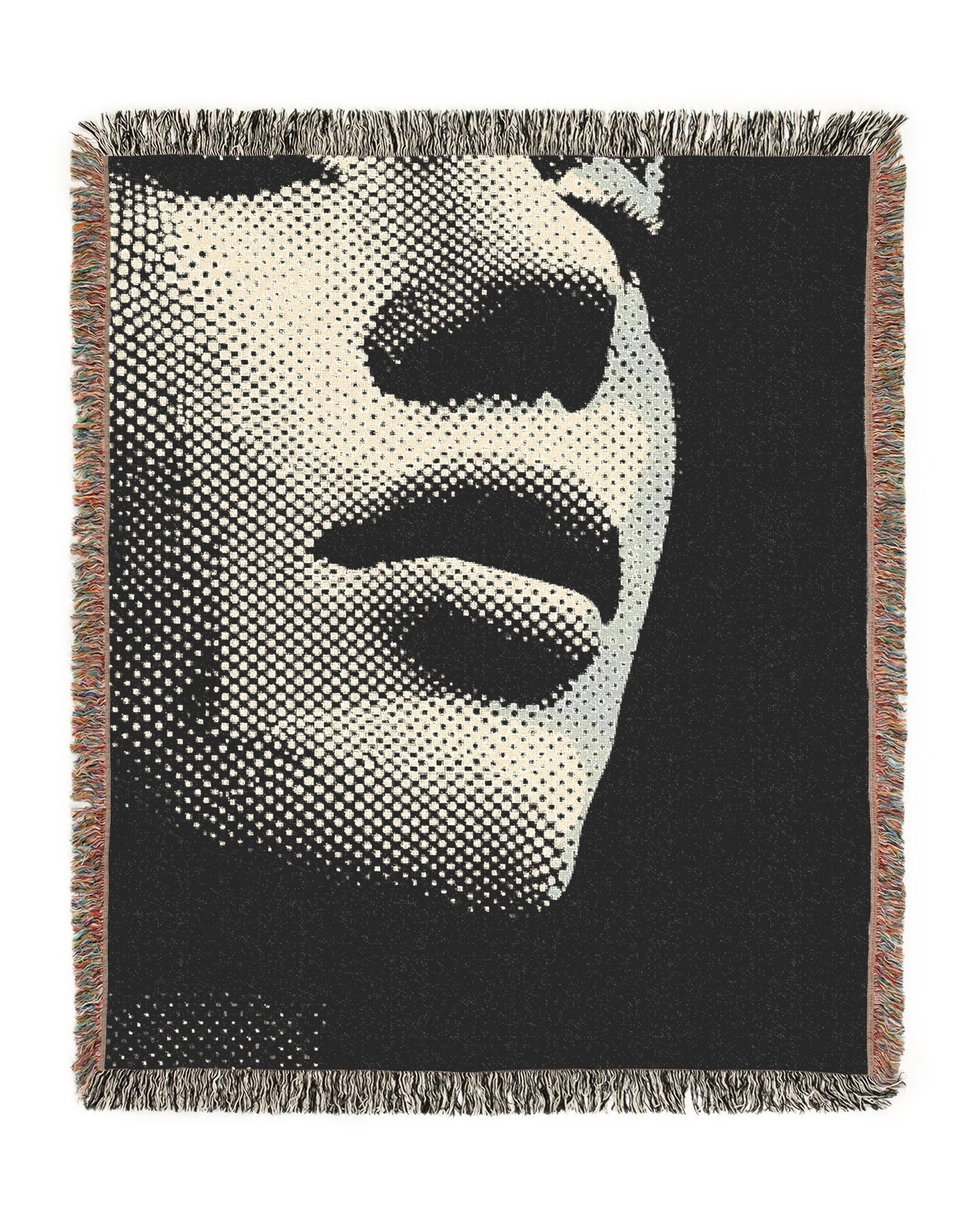 Half Tone Face Woven Throw Blanket