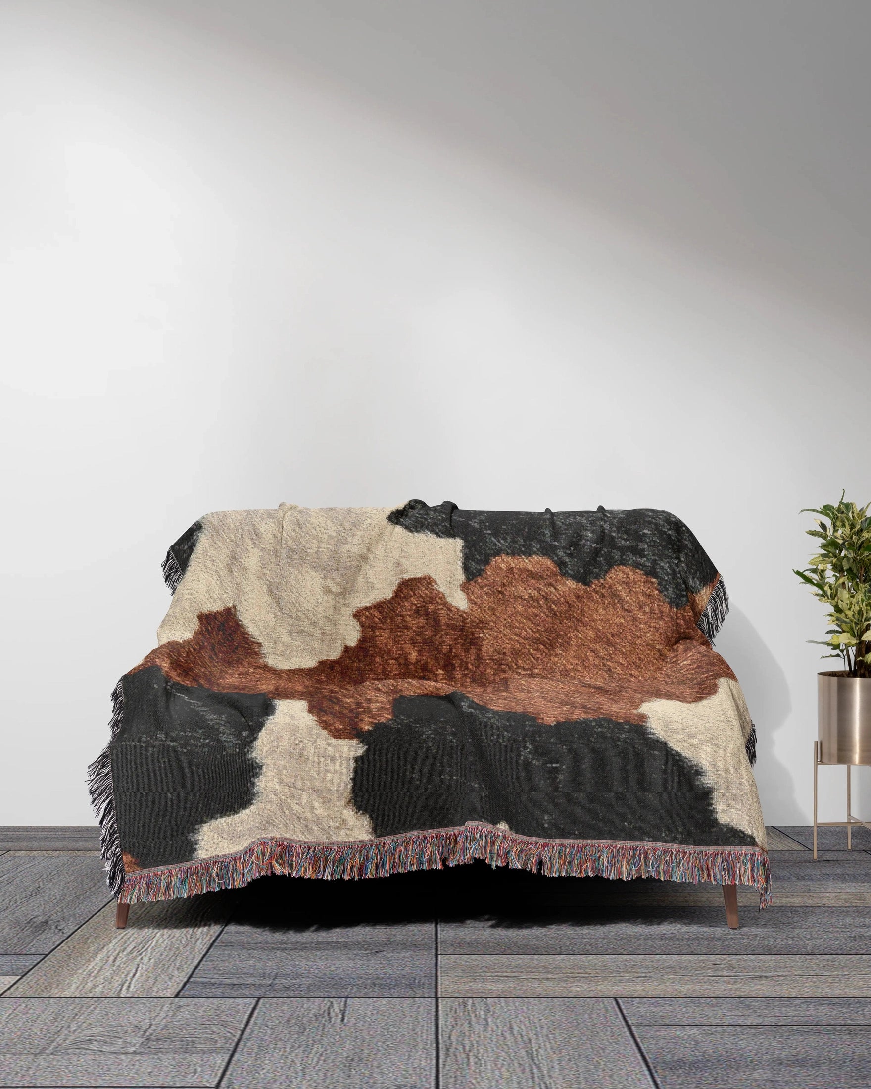 Cow Hide Woven Throw Blanket 