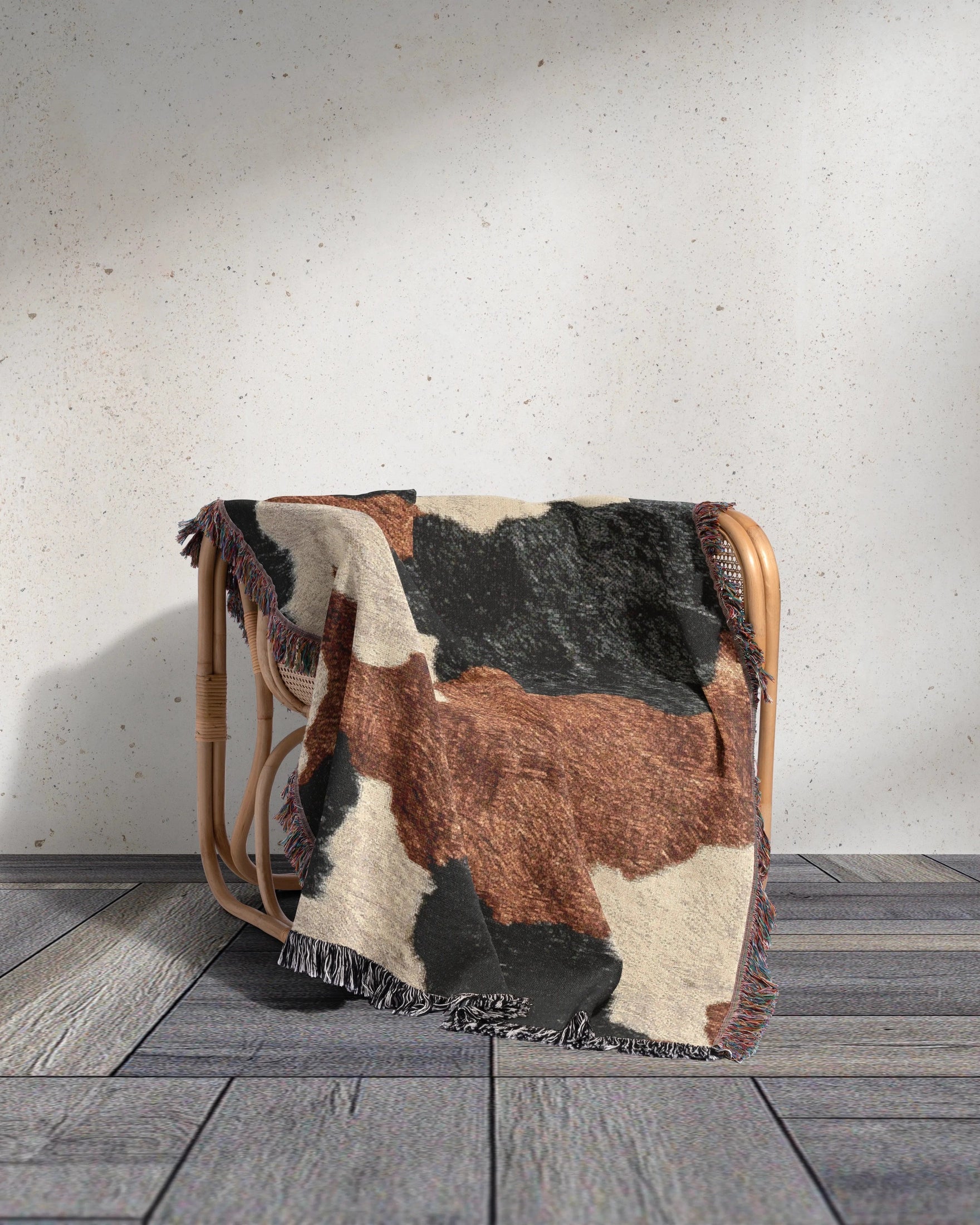 Cow Hide Woven Throw Blanket 