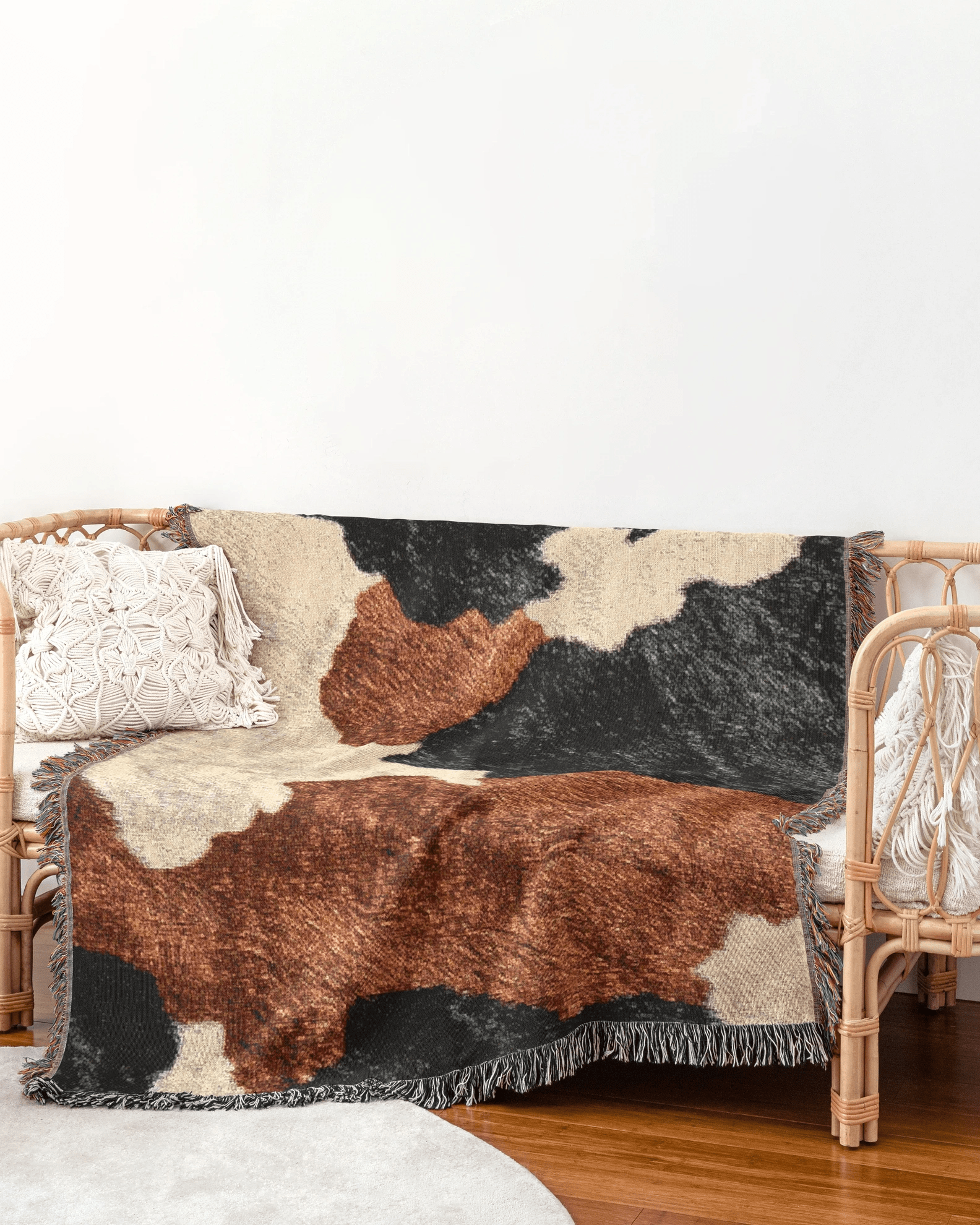 Cow Hide Woven Throw Blanket 