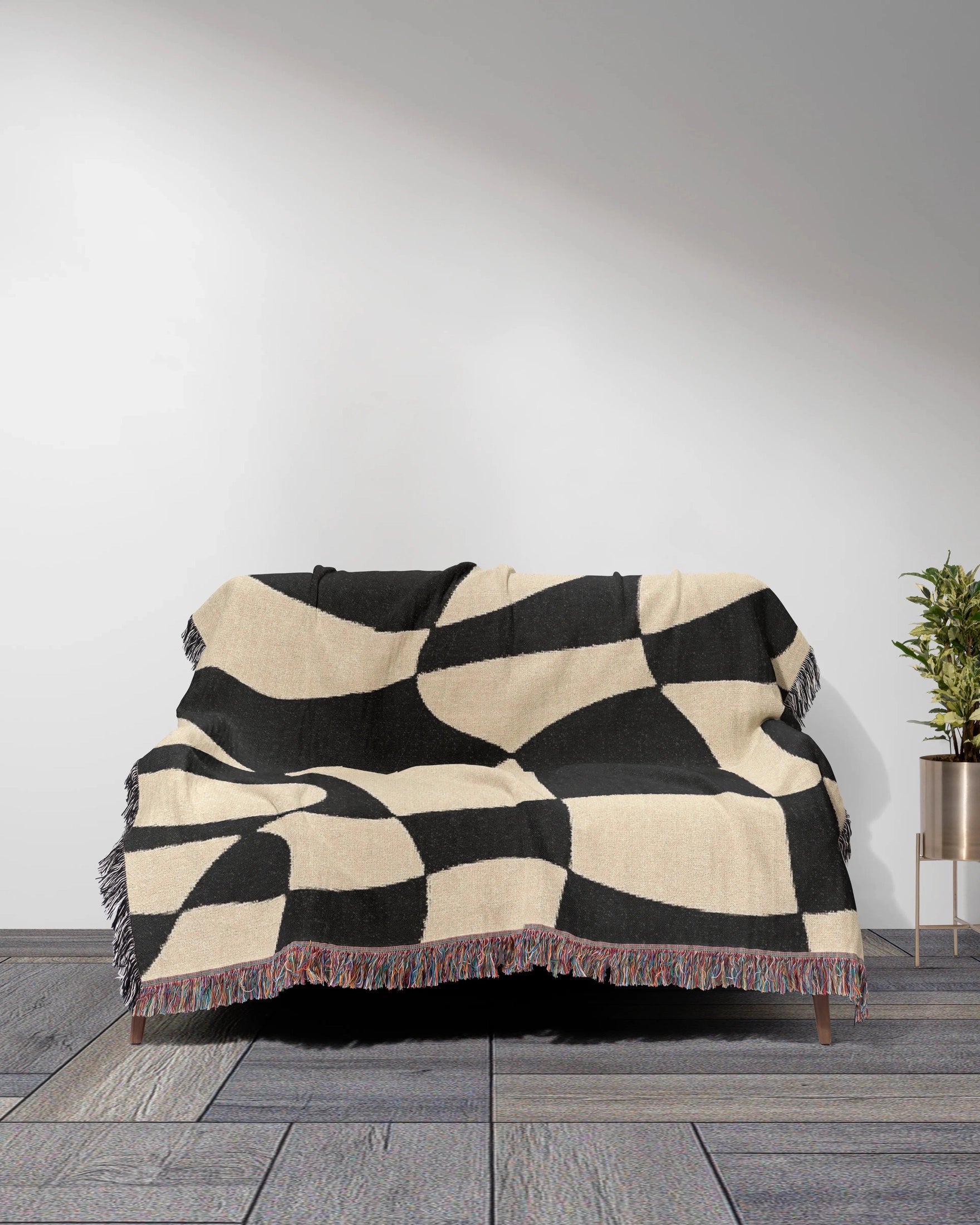 Distorted Check Woven Throw Blanket 