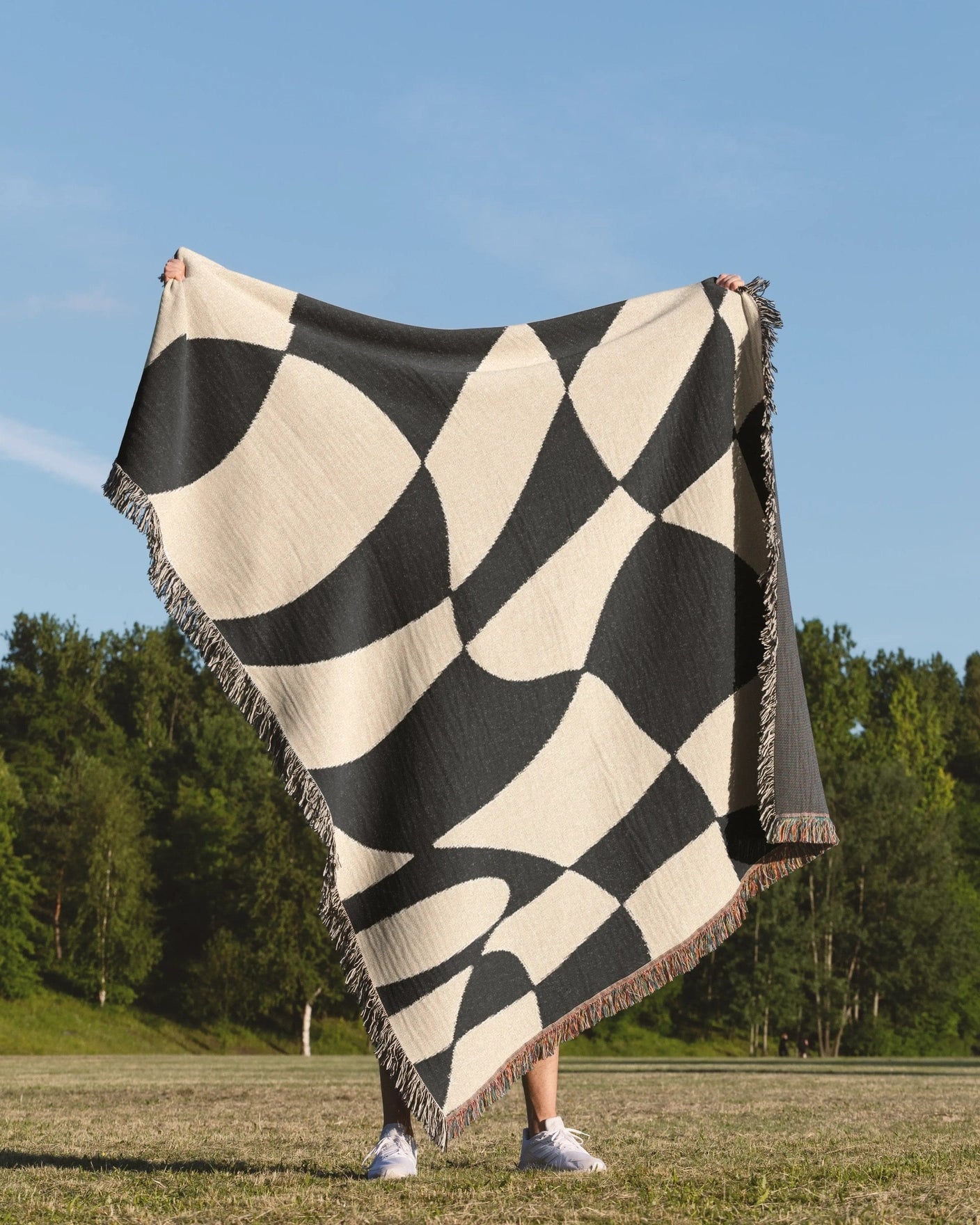 Distorted Check Woven Throw Blanket