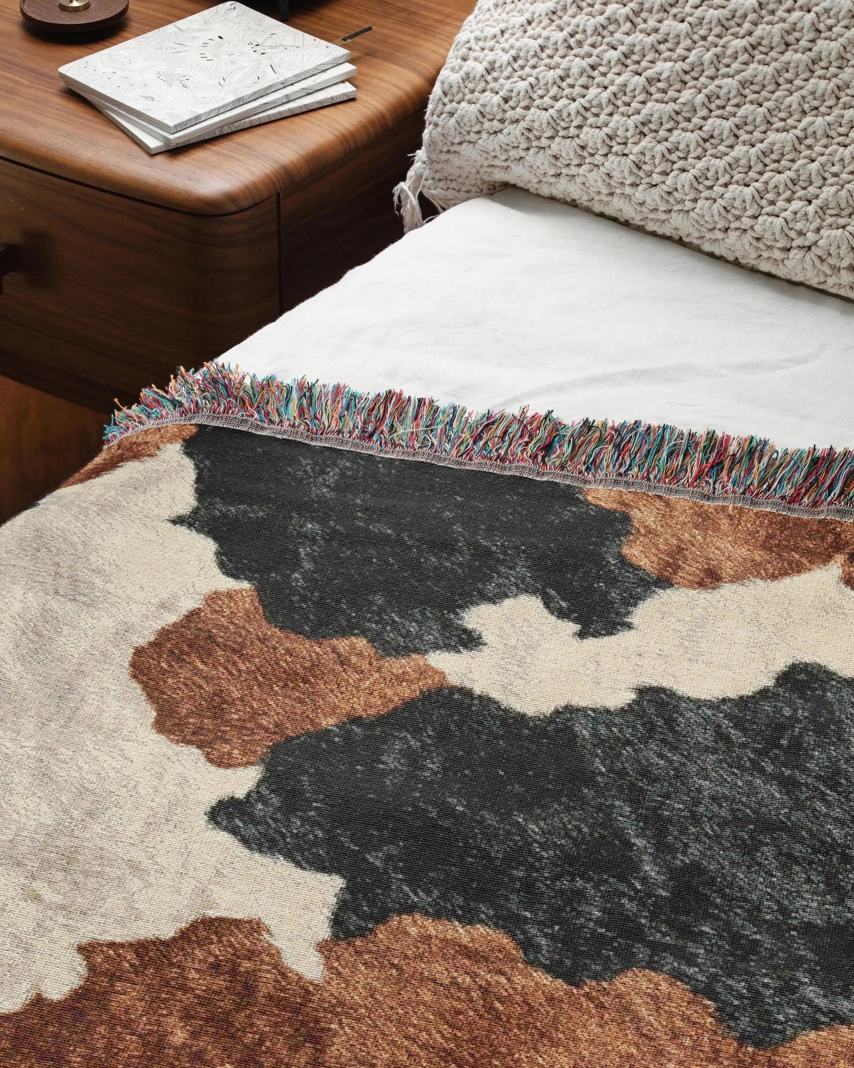 Cow Hide Woven Throw Blanket 