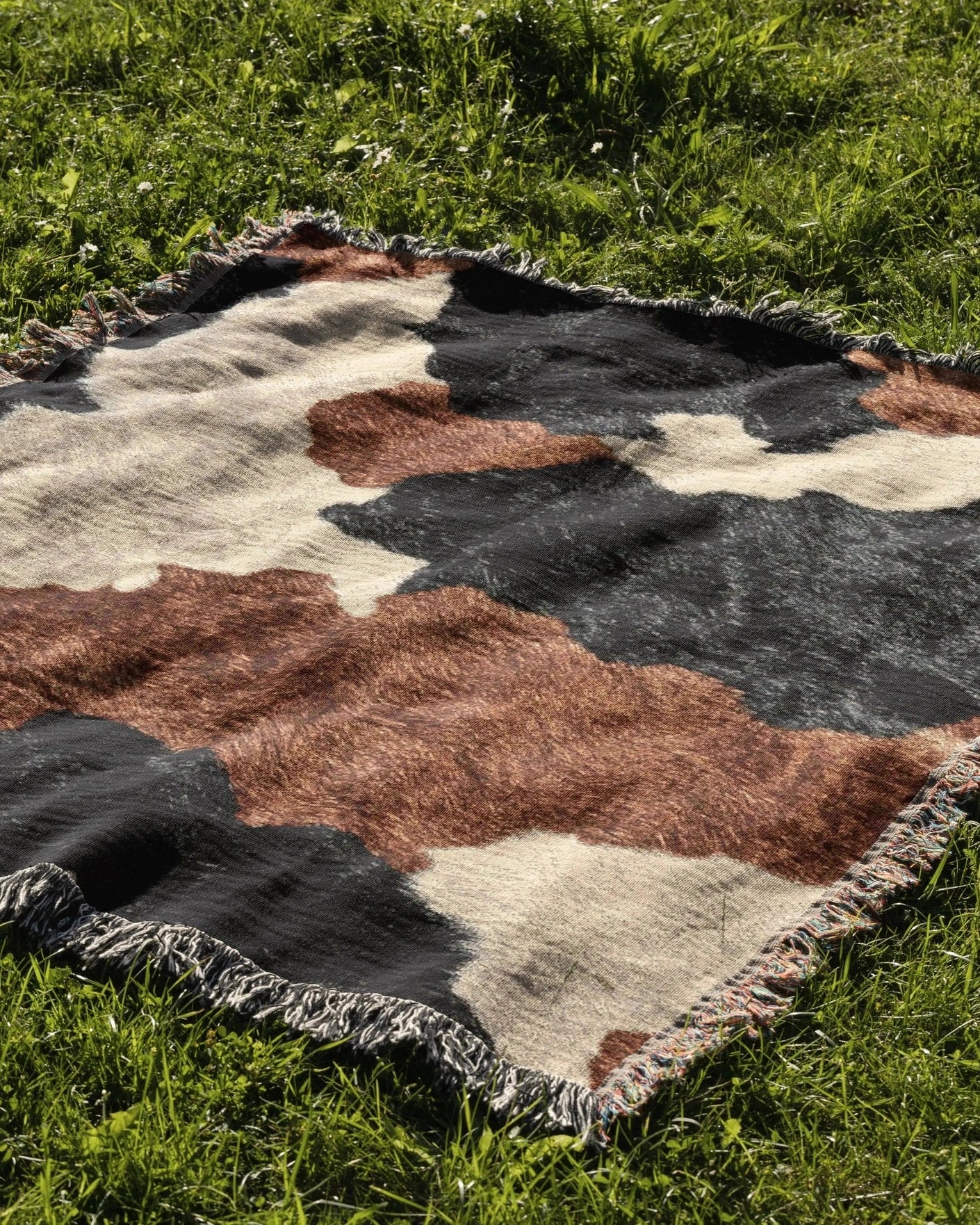 Cow Hide Woven Throw Blanket 