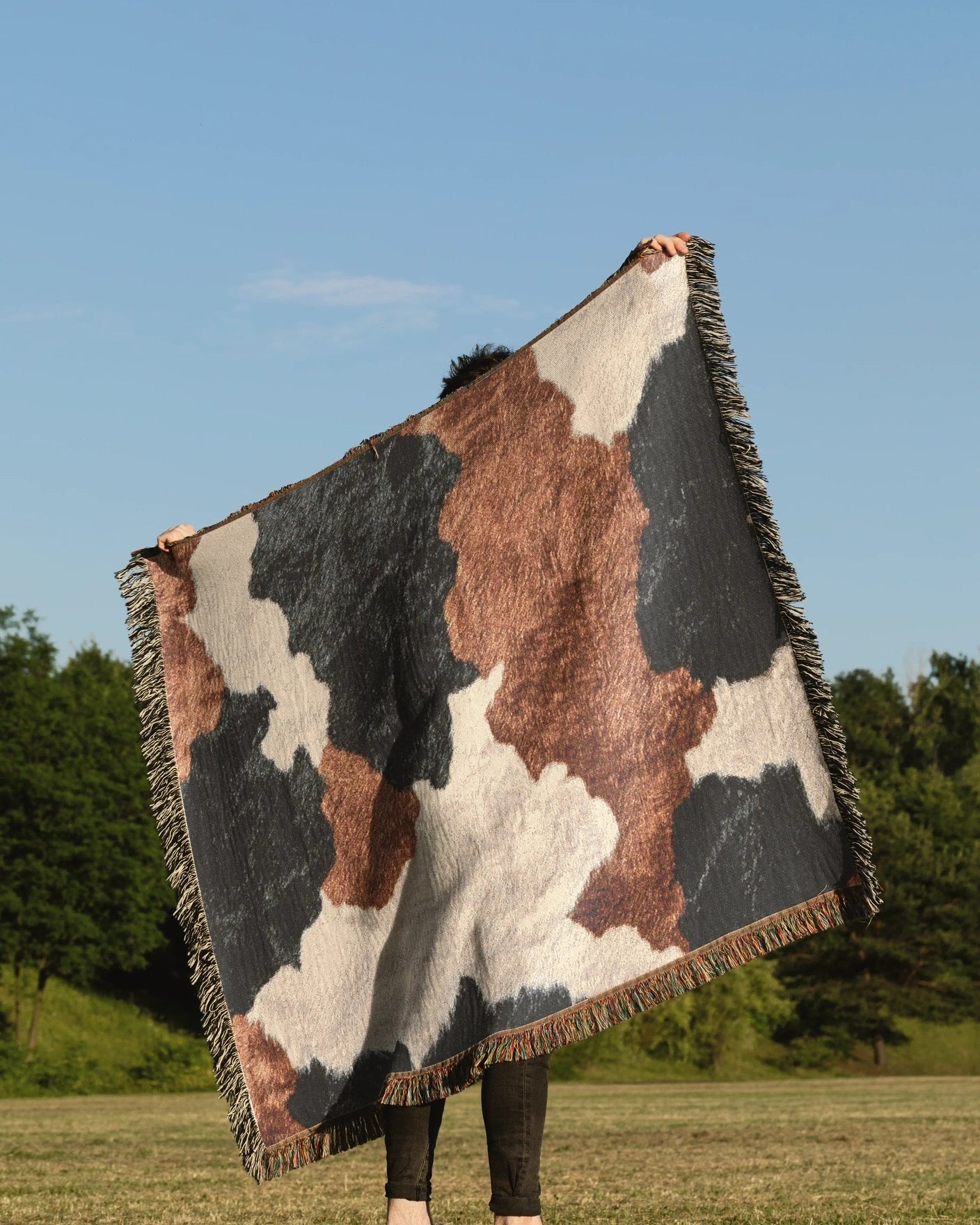 Cow Hide Woven Throw Blanket 