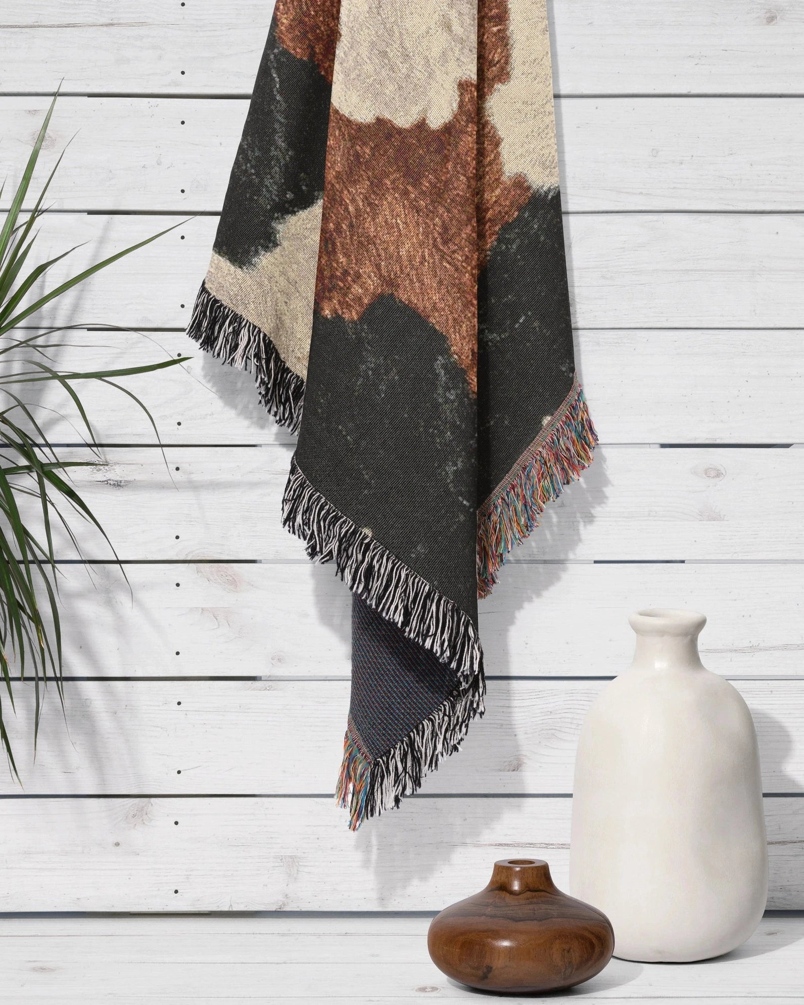 Cow Hide Woven Throw Blanket 