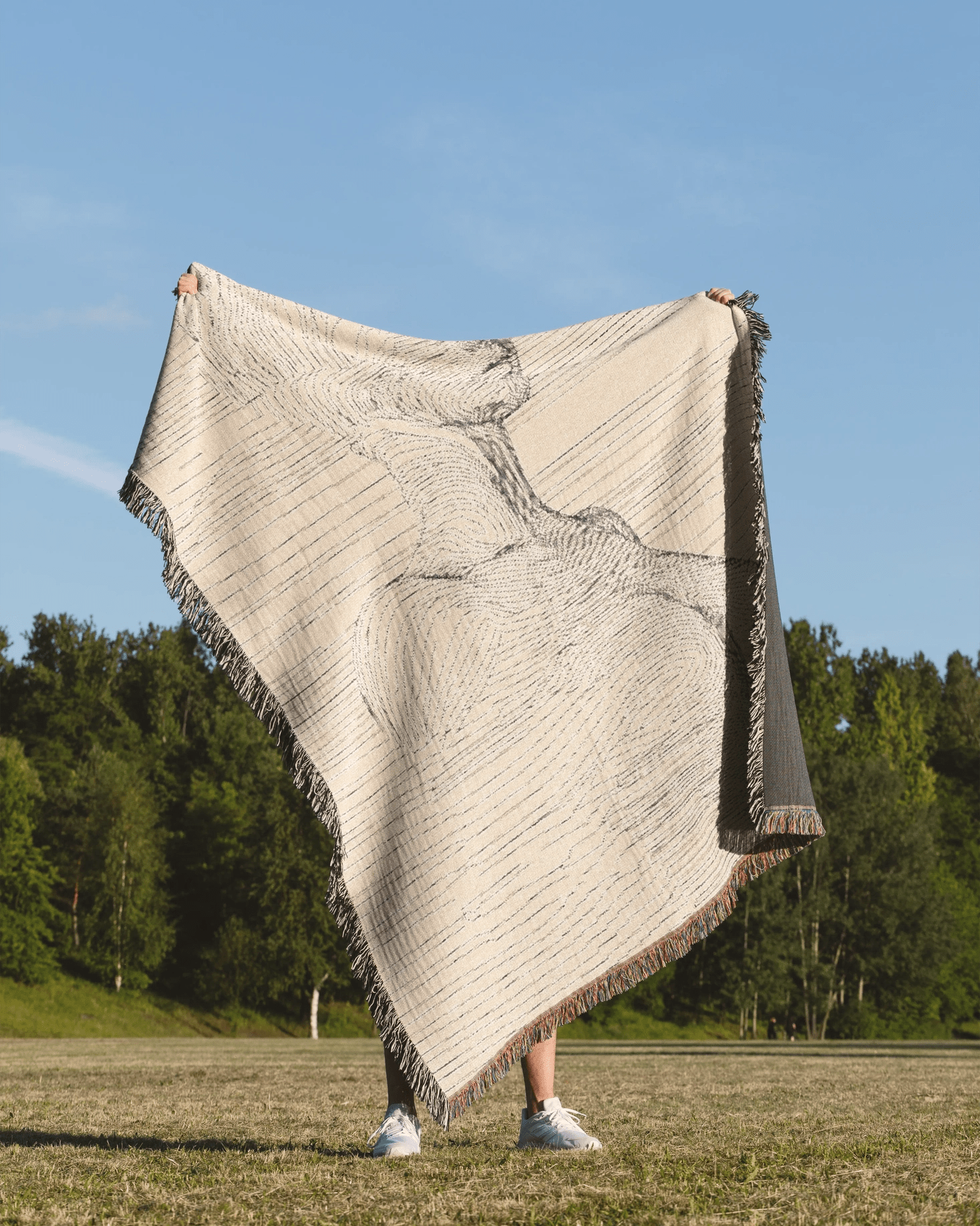 Line Portrait Woven Throw Blanket