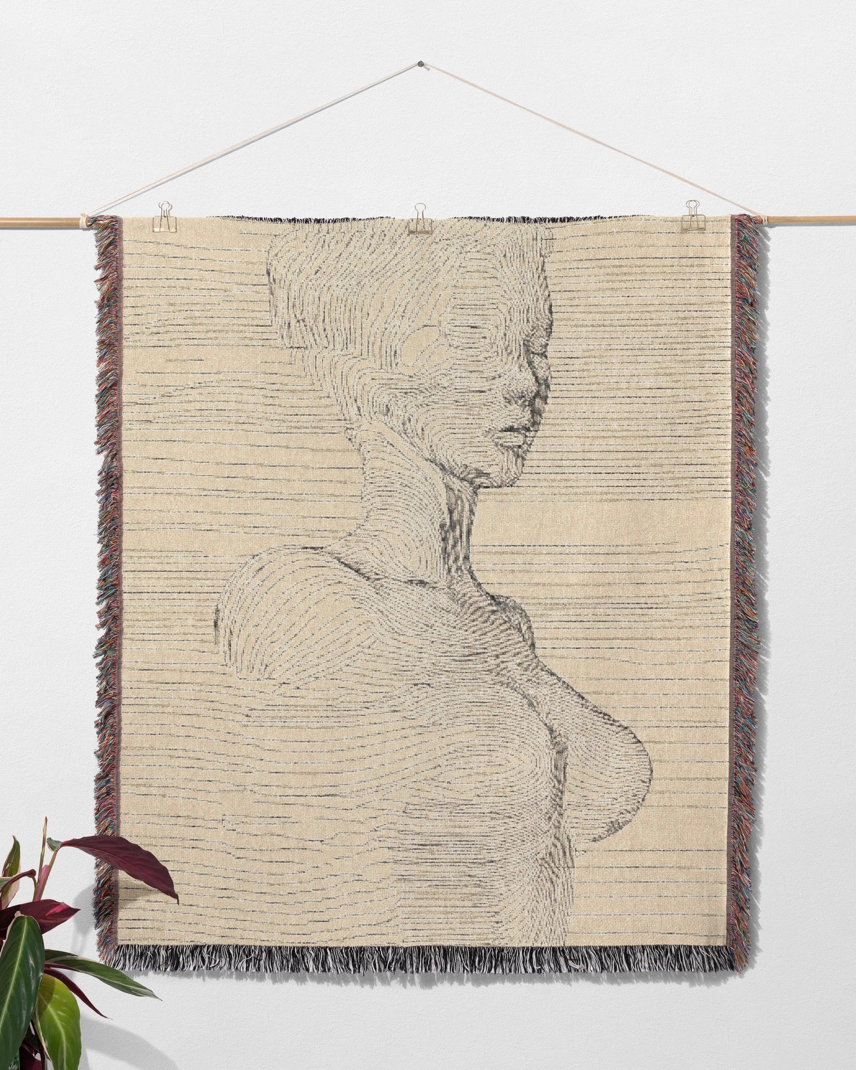 Line Portrait Woven Throw Blanket