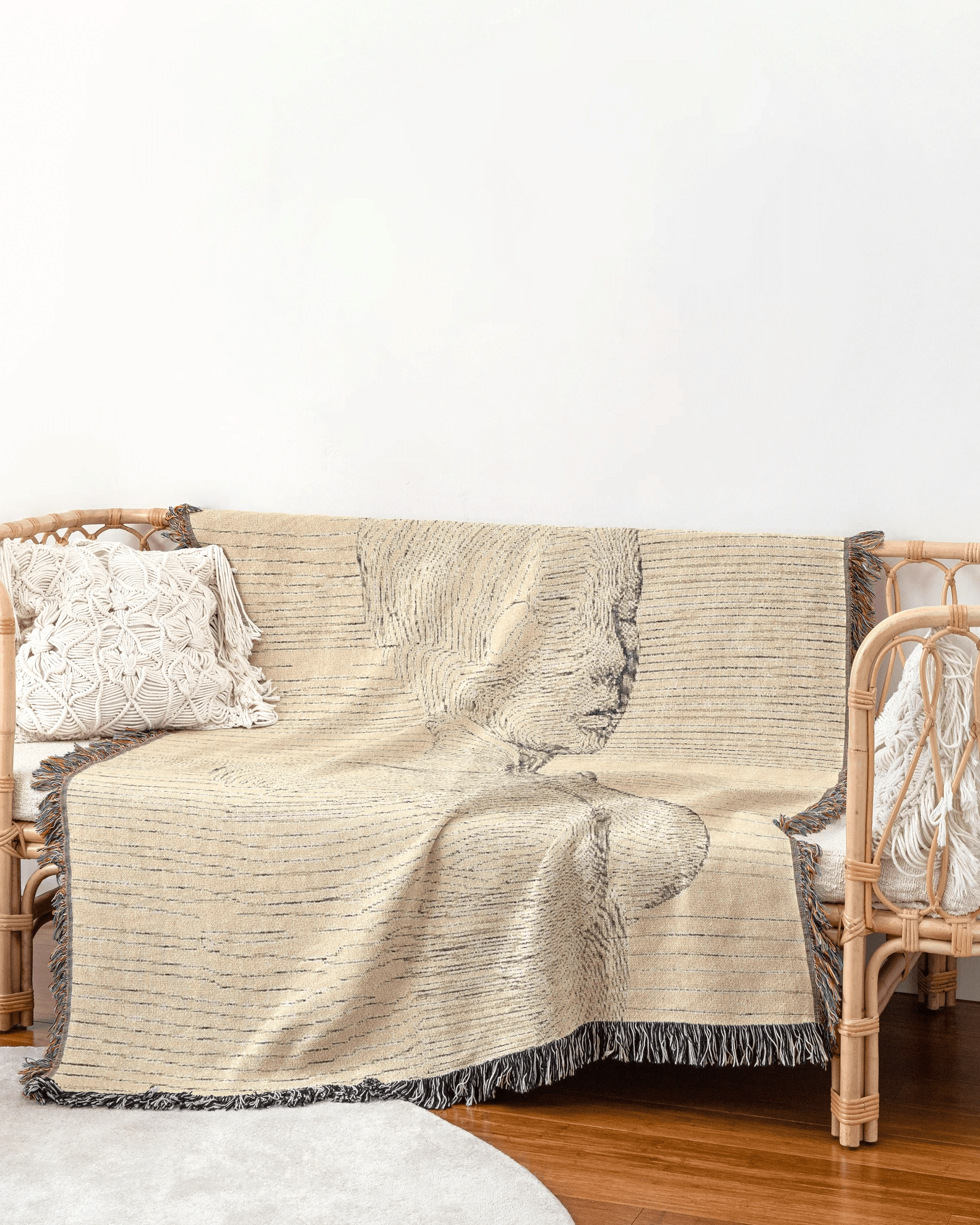 Line Portrait Woven Throw Blanket