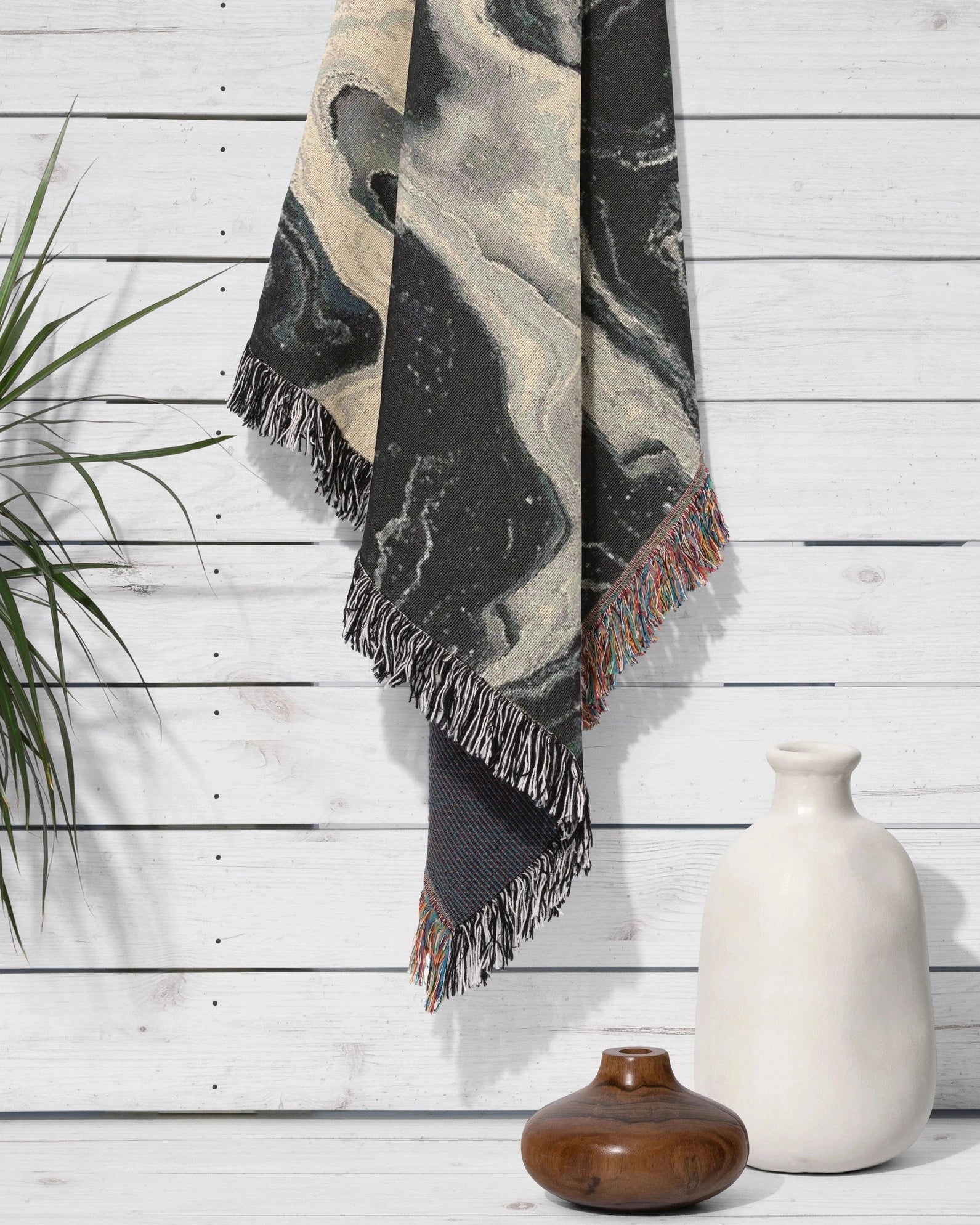 Black Marble Woven Throw Blanket