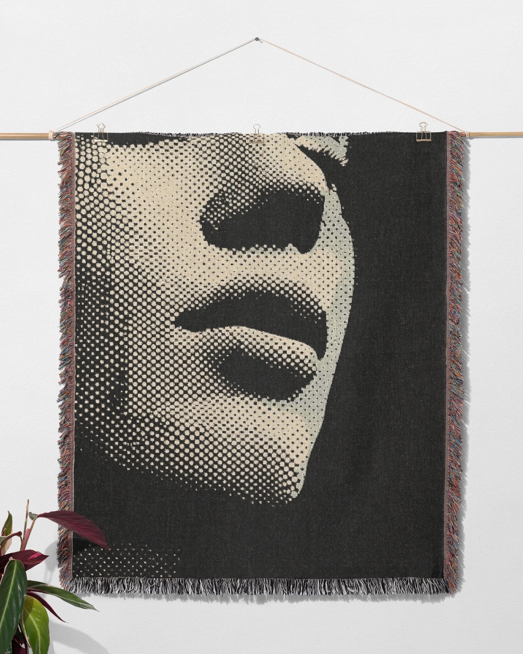 Half Tone Face Woven Throw Blanket